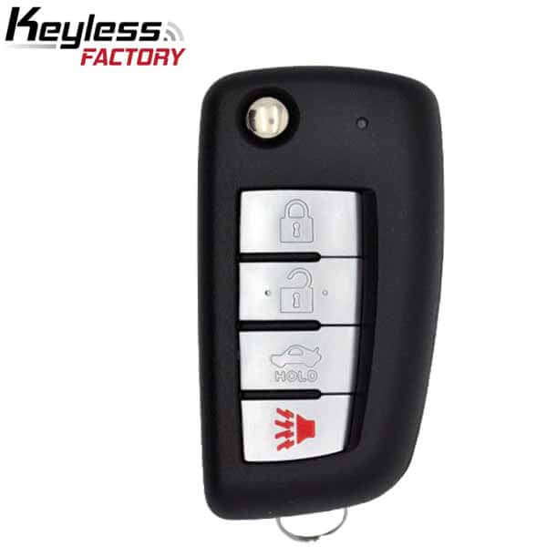 02-17 Nissan, Infiniti: Car, Truck, SUV | 4-Button Flip Key, Chip Philips 46 | NI04 New Style | FCC: KBRASTU15 | SKU: RFK-NI04 | Aftermarket