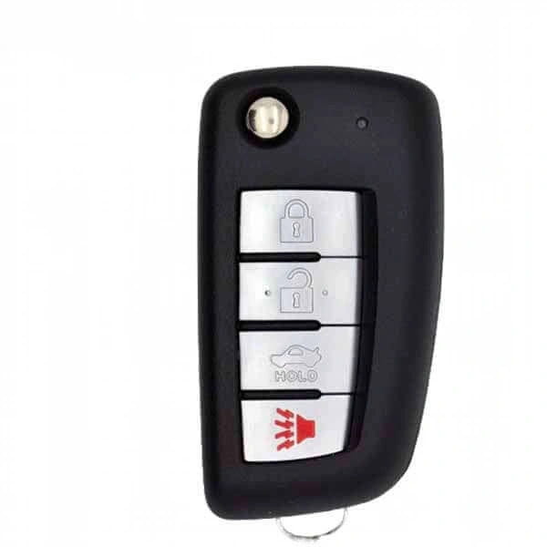 02-17 Nissan, Infiniti: Car, Truck, SUV | 4-Button Flip Key, Chip Philips 46 | NI04 New Style | FCC: KBRASTU15 | SKU: RFK-NI04 | Aftermarket