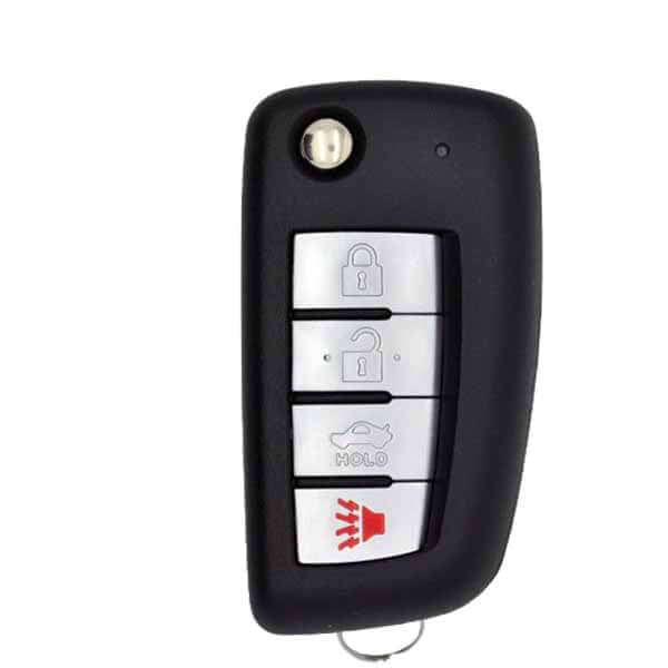 02-17 Nissan, Infiniti: Car, Truck, SUV | 4-Button Flip Key, Chip Philips 46 | NI04 New Style | FCC: KBRASTU15 | SKU: RFK-NI04 | Aftermarket