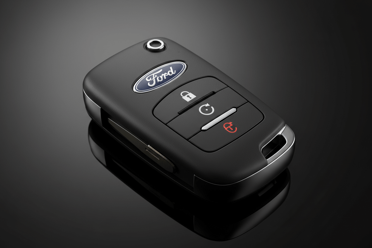 Exploring the Role of an Auto Locksmith with a Ford remote key fob on a sleek black background.