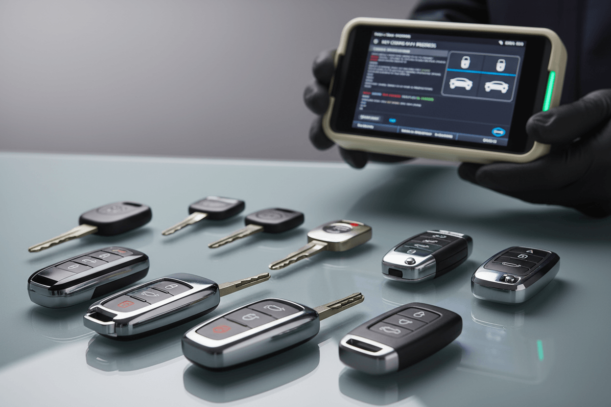 Understanding the Role of Auto Locksmiths in Modern Key Tech in Punta Gorda FL - keys and diagnostic tool on table
