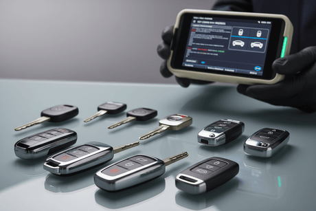Understanding the Role of Auto Locksmiths in Modern Key Tech in Punta Gorda FL - keys and diagnostic tool on table