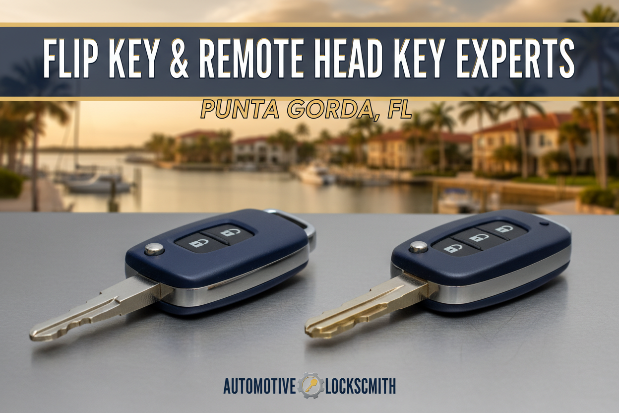 Punta Gorda car key replacement with flip key and remote head key experts in Punta Gorda, FL.
