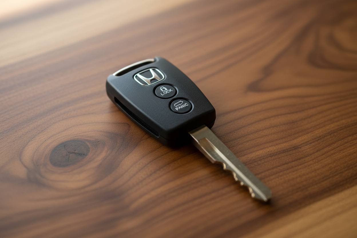 Understanding Remote Head Keys and Their Programming in Punta Gorda FL - Honda key on wooden surface