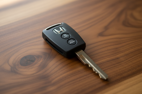 Understanding Remote Head Keys and Their Programming in Punta Gorda FL - Honda key on wooden surface
