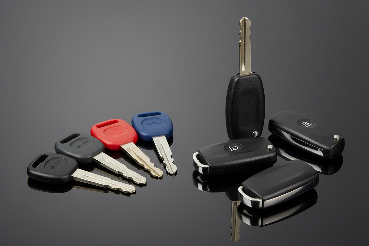 Discover the Differences Between Transponder Key and Flip Key for Vehicles in Port Charlotte FL featuring various car keys.