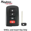 12-20 Toyota: Car | 4-Button Smart Key SHELL | PN: 89904-06140 | FCC: HYQ14FBA | SKU: SKS-TOY-107 | Aftermarket